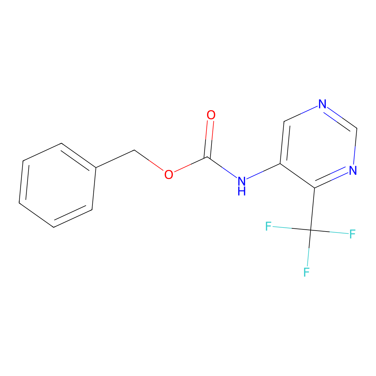 Benzyl N-[4-(trifluoromethyl)pyrimidin-5-yl]carbamate molecular structure, CAS 2845126-20-5