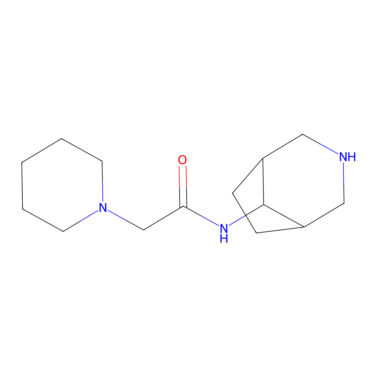 N-(3-Azabicyclo[3.2.1]octan-8-yl)-2-(1-piperidyl)acetamide molecular structure, CAS 2845126-34-1