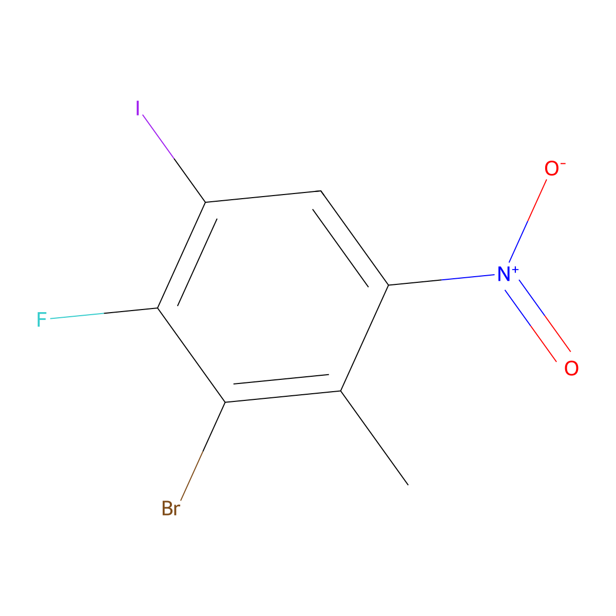 3-Bromo-2-fluoro-1-iodo-4-methyl-5-nitrobenzene molecular structure, CAS 2845126-35-2