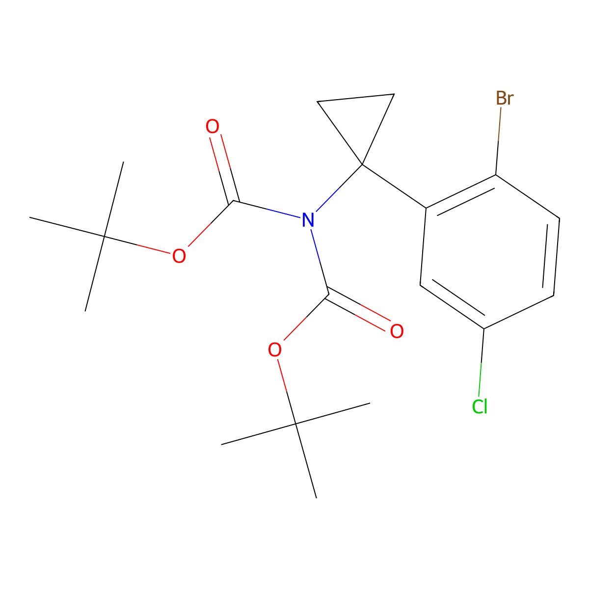 1-(2-Bromo-5-chlorophenyl)-N,N-di-Boc-cyclopropanamine molecular structure, CAS 2845126-37-4