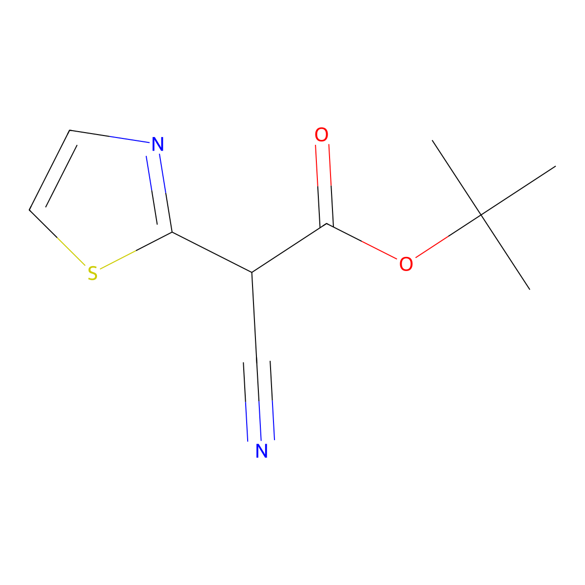 tert-Butyl 2-cyano-2-(1,3-thiazol-2-yl)acetate molecular structure, CAS 2845126-38-5