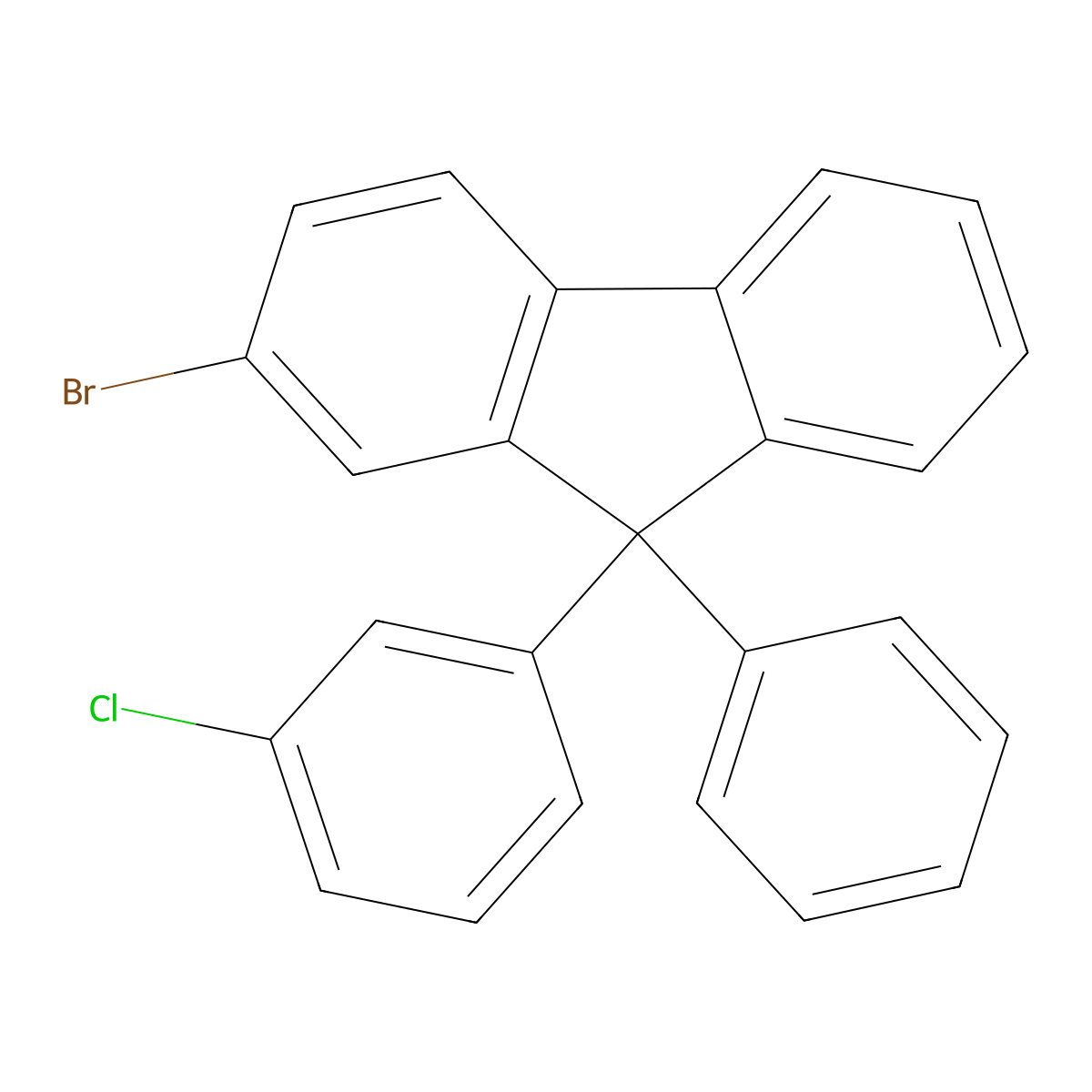 2-Bromo-9-(3-chlorophenyl)-9-phenyl-9H-fluorene molecular structure, CAS 2845126-39-6
