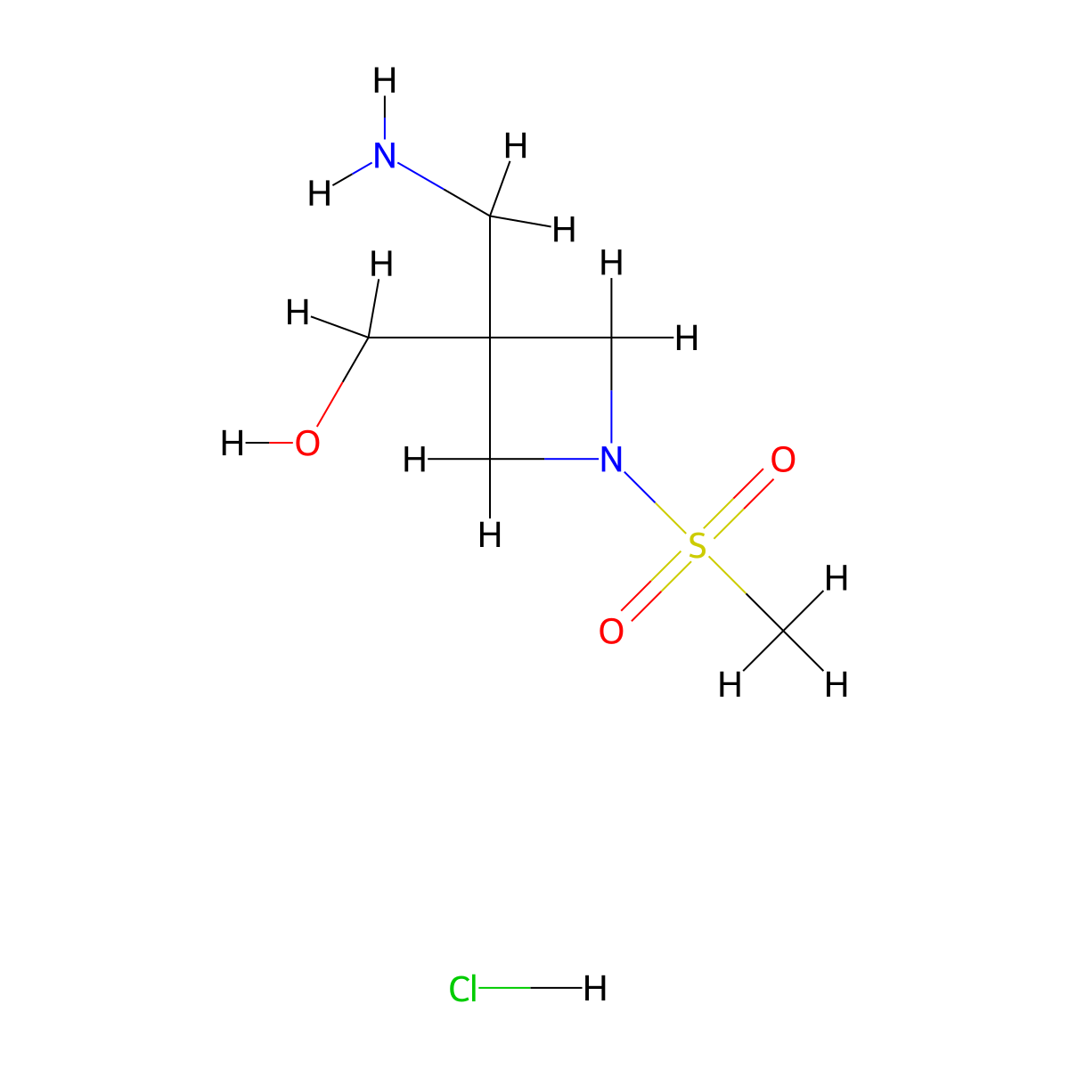 [3-(Aminomethyl)-1-methanesulfonylazetidin-3-yl]methanol HCl molecular structure, CAS 2845126-50-1