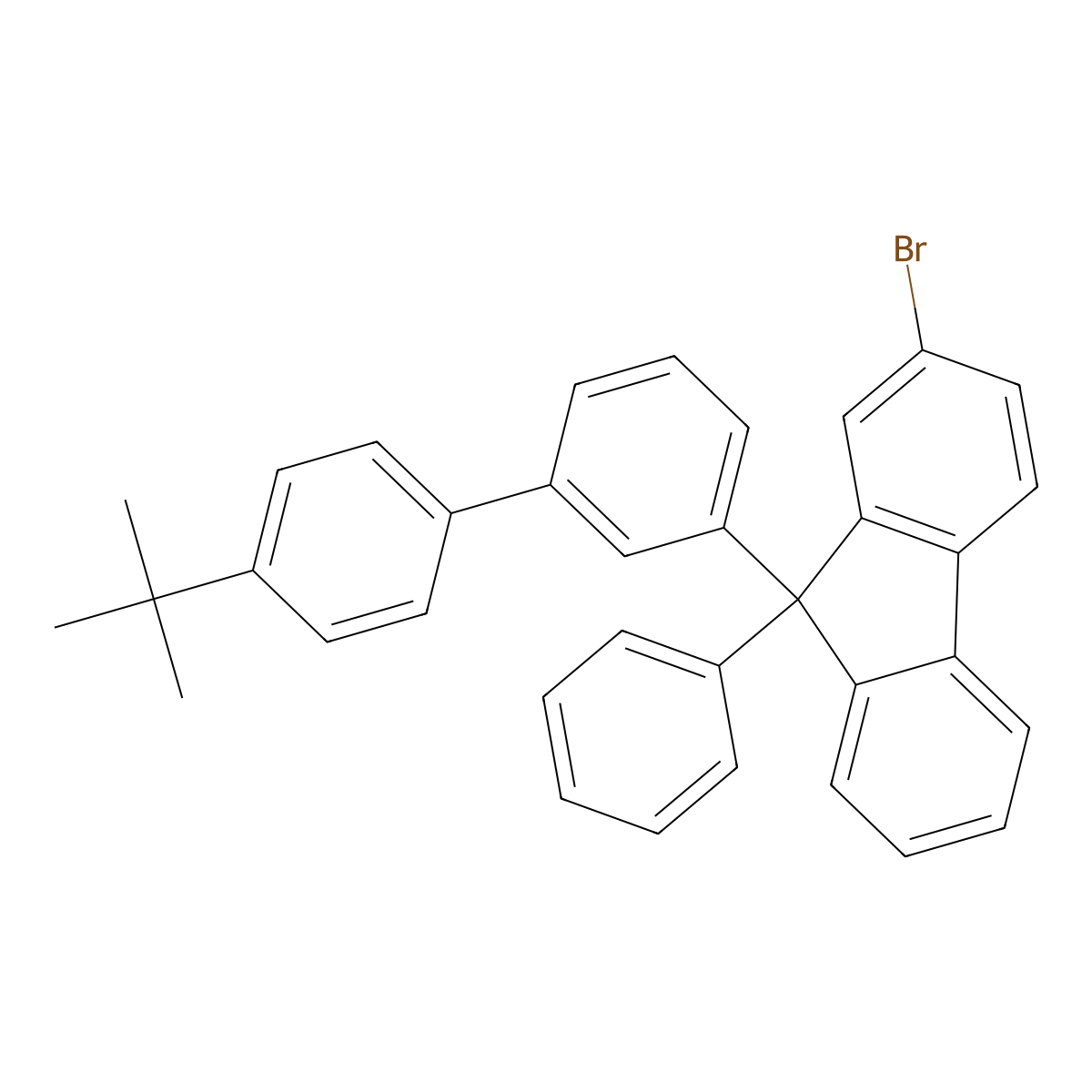 2-Bromo-9-(4'-(tert-butyl)-[1,1'-biphenyl]-3-yl)-9-phenyl-9H-fluorene molecular structure, CAS 2845126-53-4