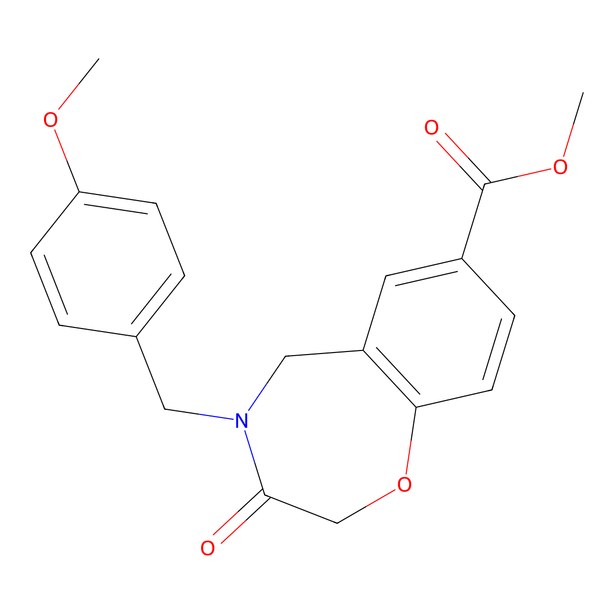 Methyl 4-[(4-methoxyphenyl)methyl]-3-oxo-2,5-dihydro-1,4-benzoxazepine-7-carboxylate molecular structure, CAS 2845127-07-1