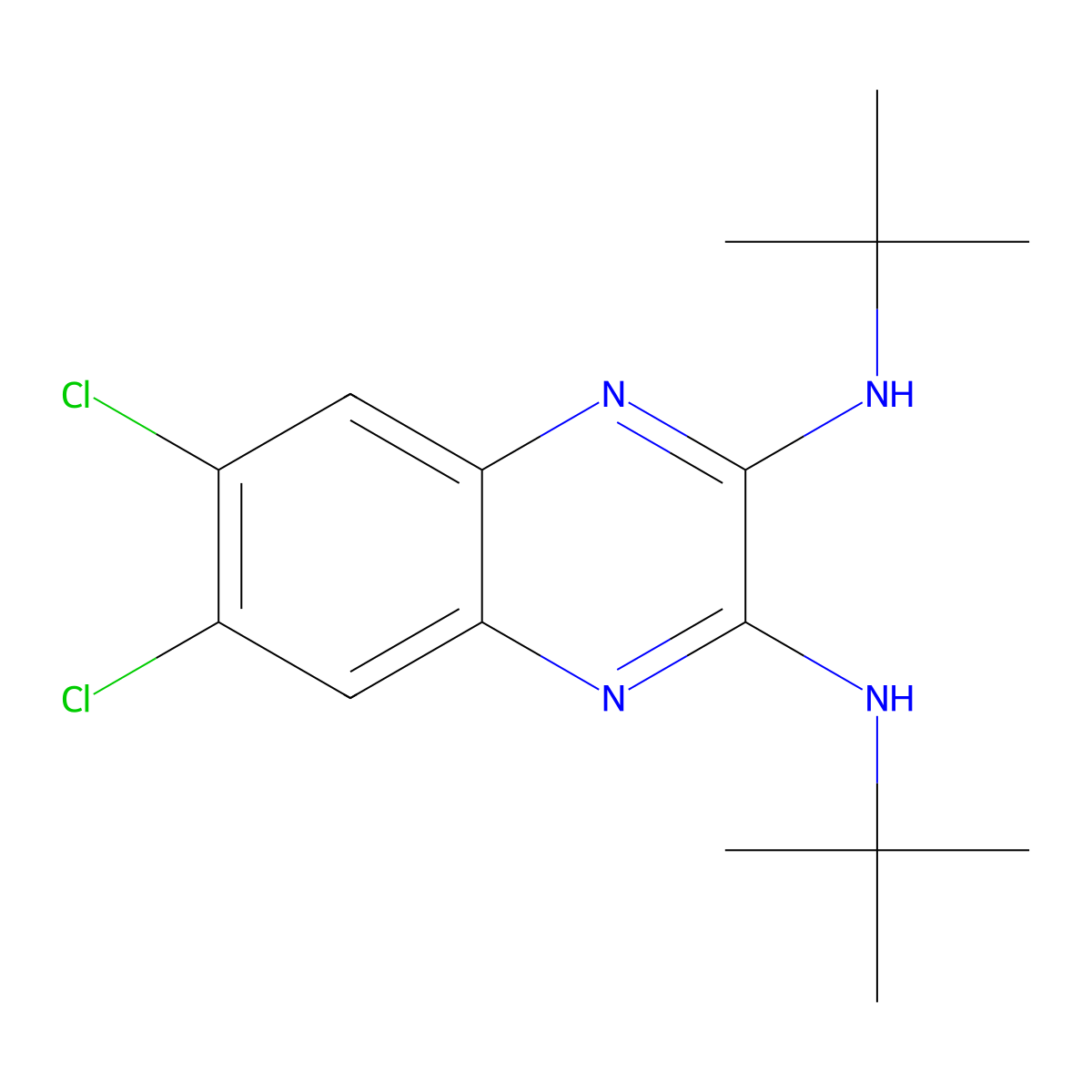 2-N,3-N-di-tert-butyl-6,7-dichloroquinoxaline-2,3-diamine molecular structure, CAS 2845127-10-6