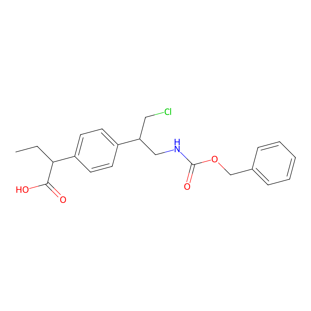 2-[4-[1-(Cbz-amino)-3-chloro-2-propyl]phenyl]butanoic Acid molecular structure, CAS 2845127-18-4