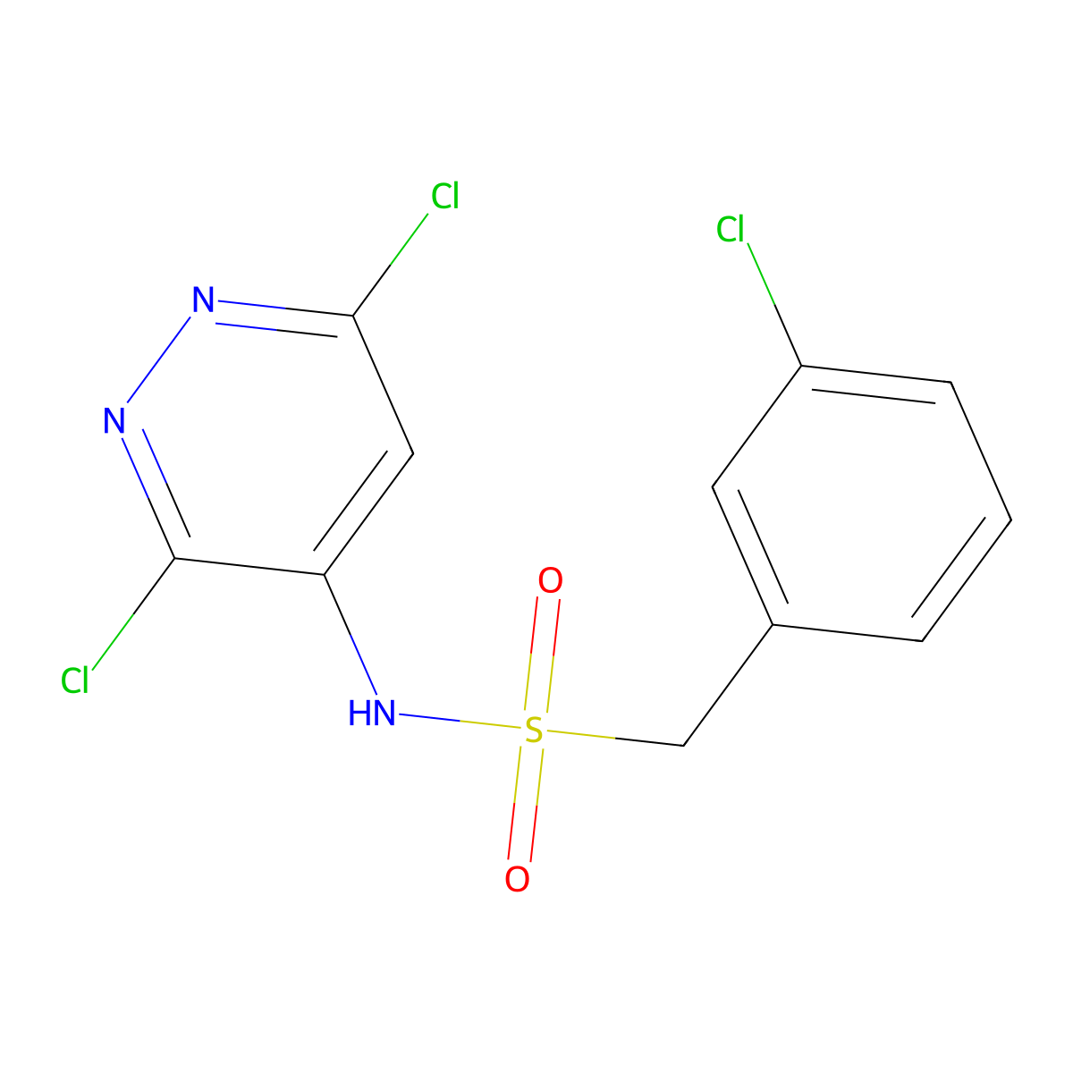 1-(3-Chlorophenyl)-N-(3,6-dichloro-4-pyridazinyl)methanesulfonamide molecular structure, CAS 2845127-19-5
