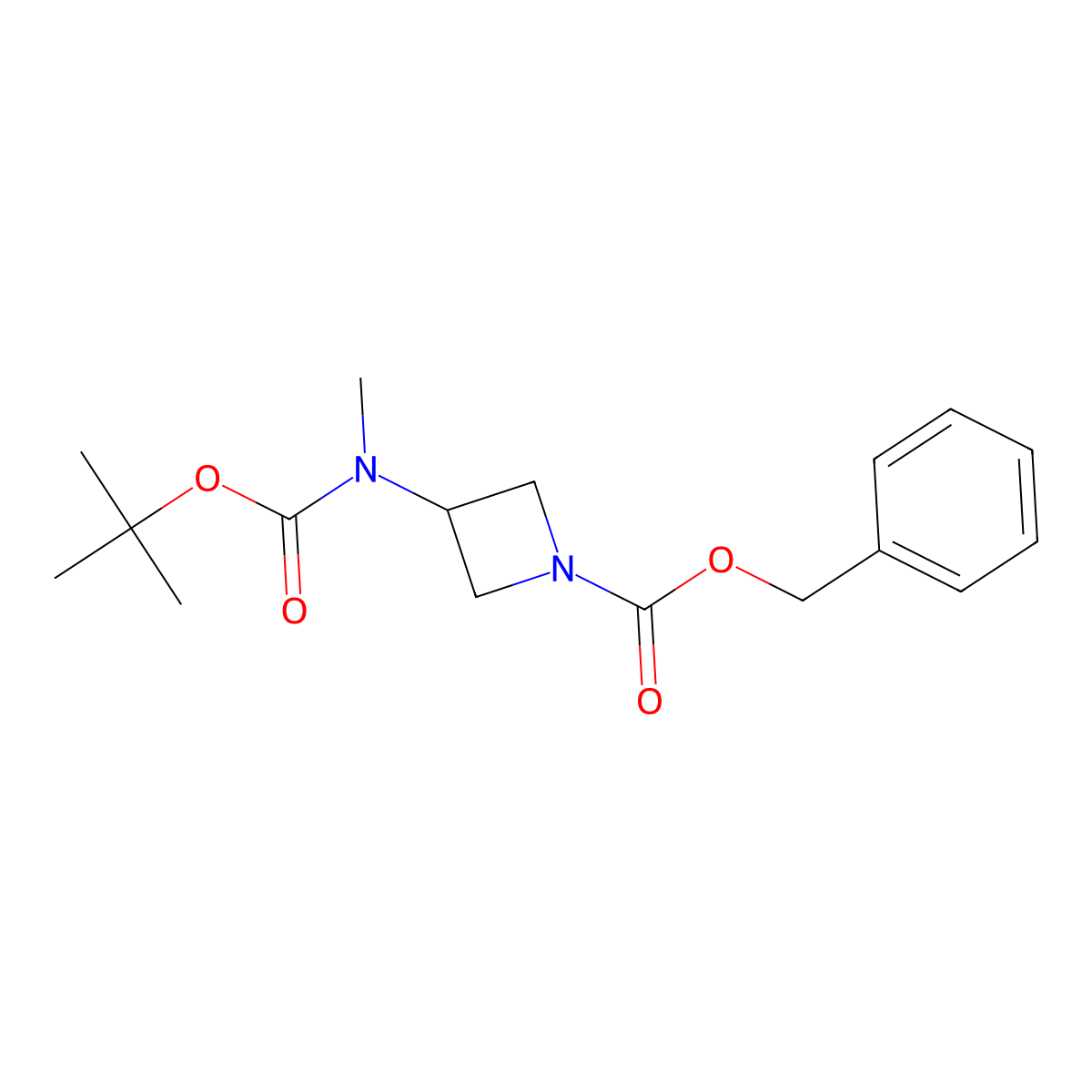 Benzyl 3-((tert-butoxycarbonyl)(methyl)amino)azetidine-1-carboxylate molecular structure, CAS 2845127-20-8
