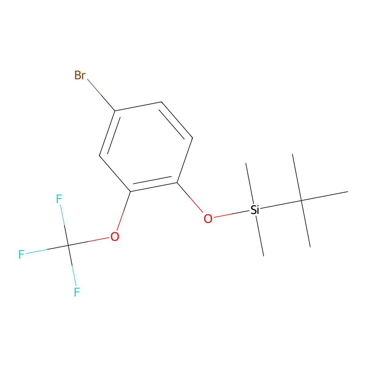 4-Bromo-2-(trifluoromethoxy)phenoxy(tert-butyl)dimethylsilane molecular structure, CAS 2845127-25-3