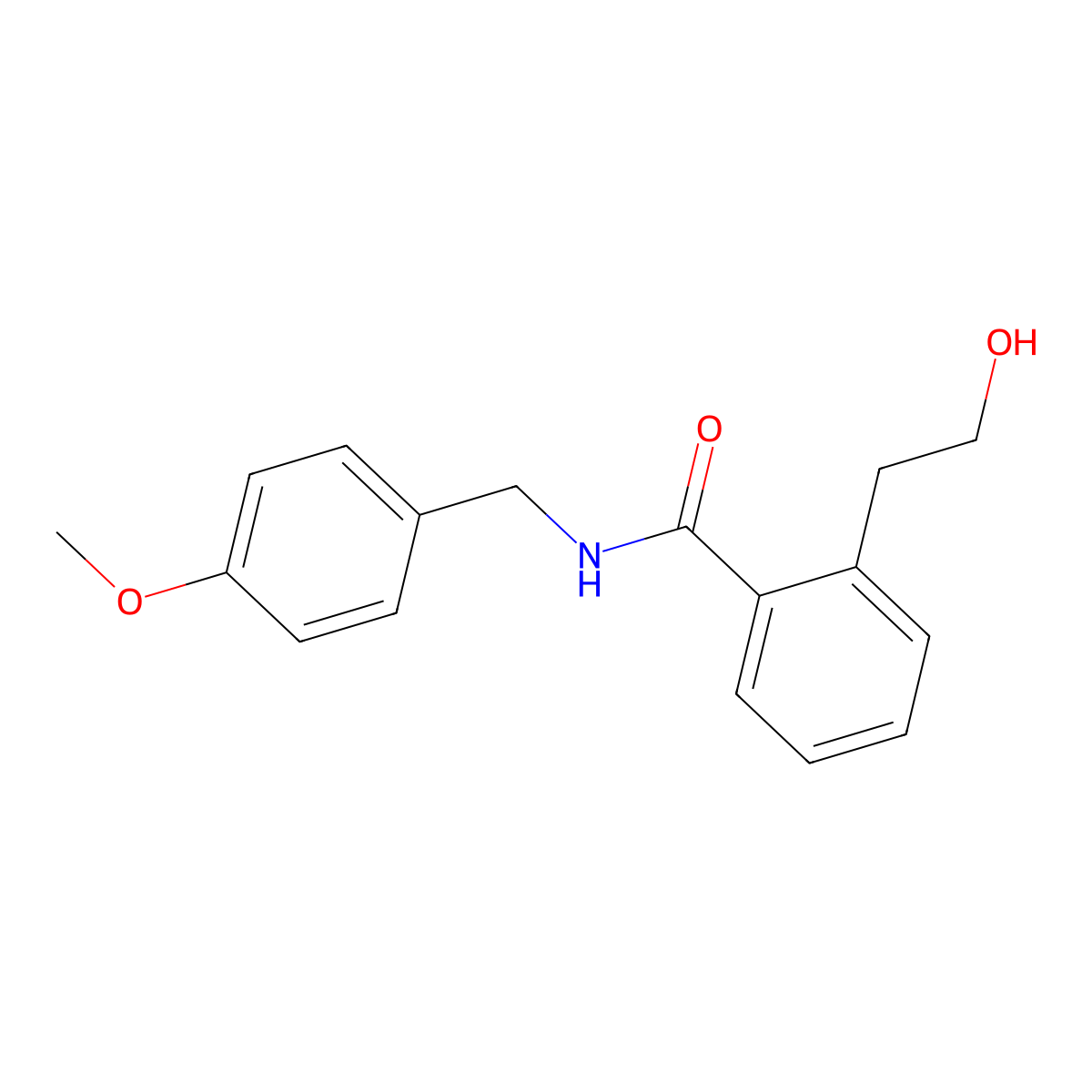 2-(2-Hydroxyethyl)-N-[(4-methoxyphenyl)methyl]benzamide molecular structure, CAS 2845127-26-4