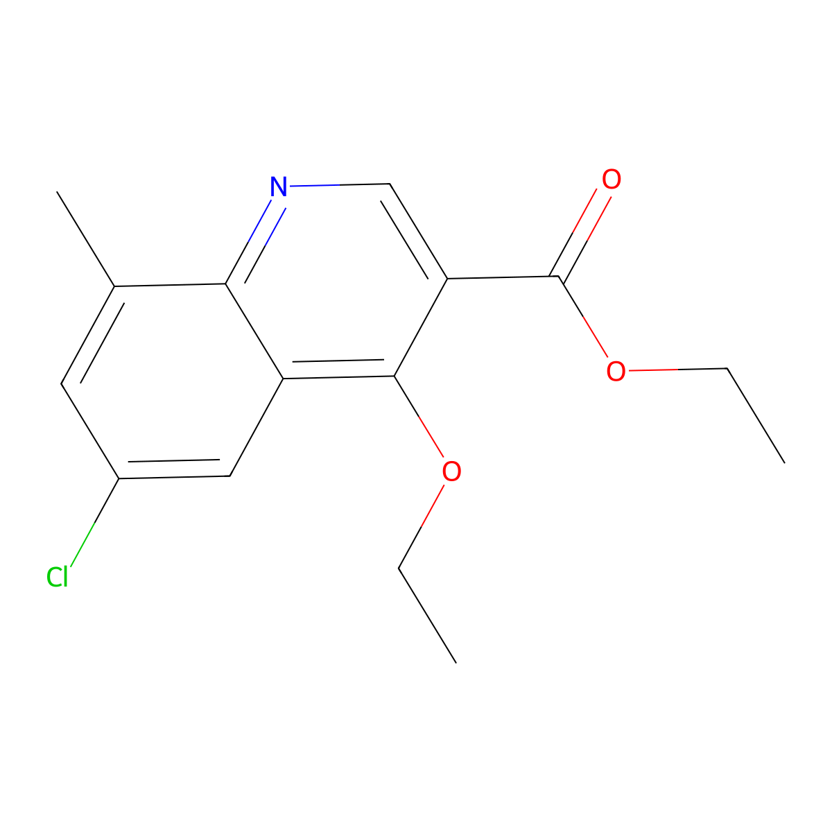 Ethyl 6-Chloro-4-ethoxy-8-methylquinoline-3-carboxylate molecular structure, CAS 2845127-31-1