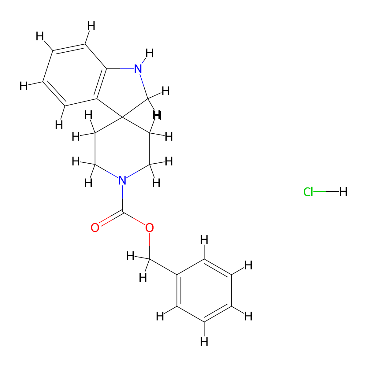 Benzyl 1,2-dihydrospiro[indole-3,4'-piperidine]-1'-carboxylate hydrochloride molecular structure, CAS 2845127-32-2