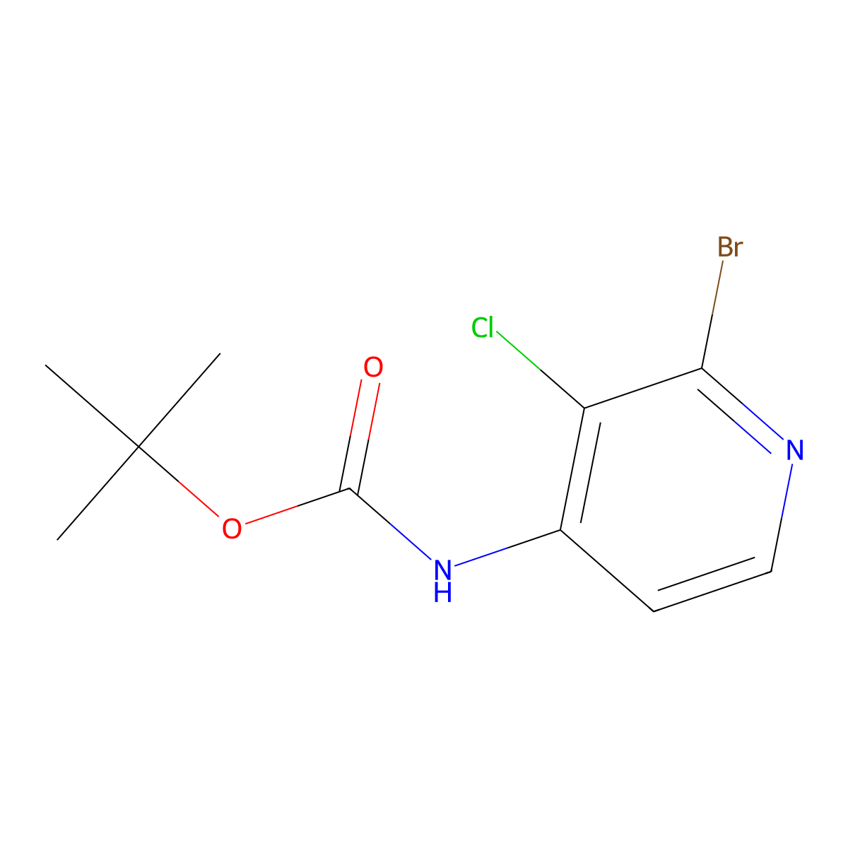 tert-Butyl N-(2-bromo-3-chloropyridin-4-yl)carbamate molecular structure, CAS 2845127-33-3