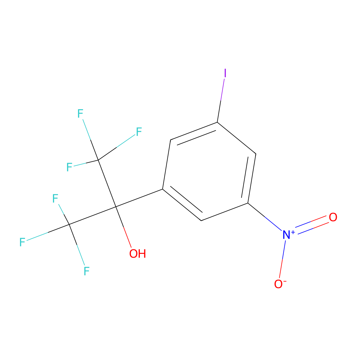 1,1,1,3,3,3-Hexafluoro-2-(3-iodo-5-nitrophenyl)-2-propanol molecular structure, CAS 2845127-36-6