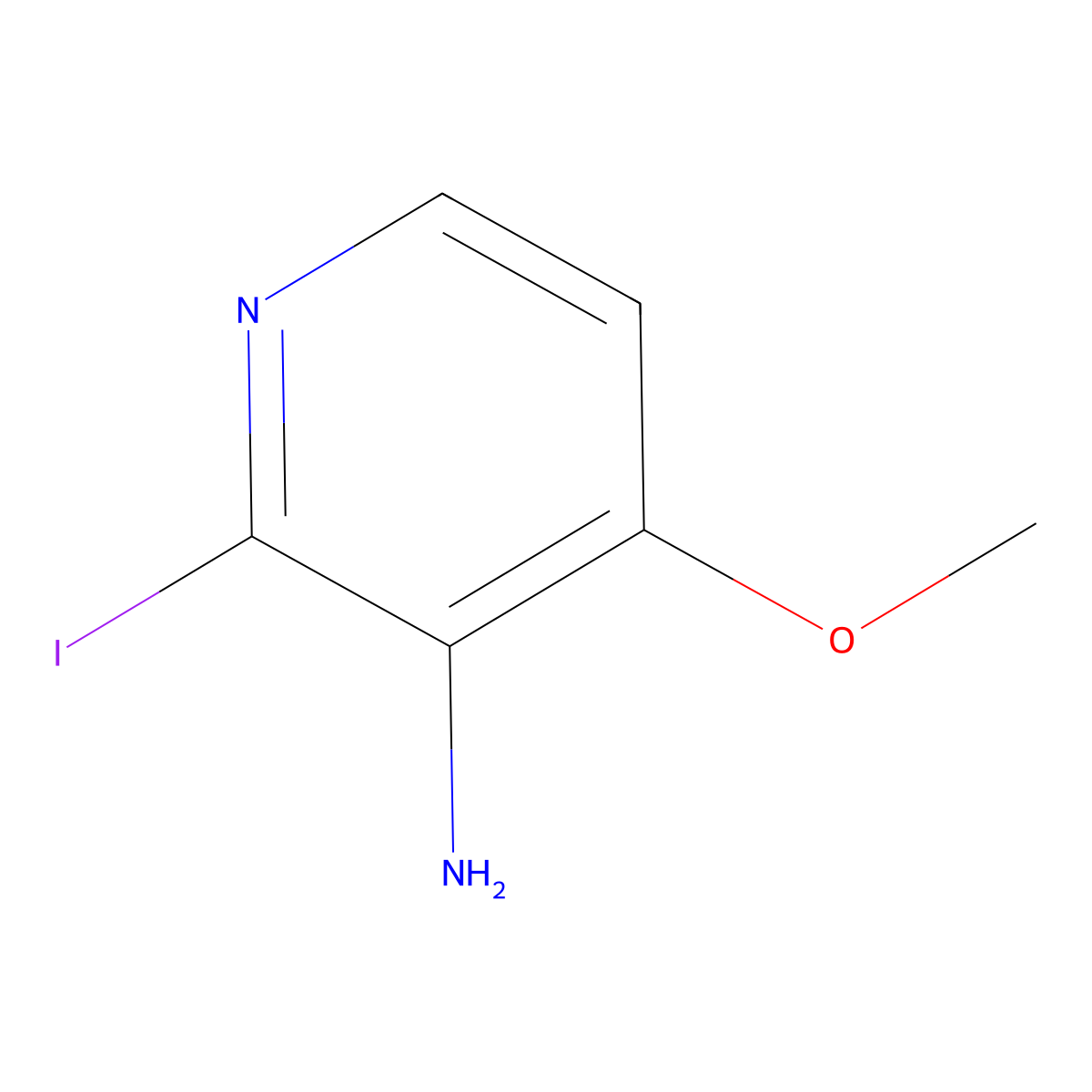 2-Iodo-4-methoxypyridin-3-amine molecular structure, CAS 2845127-37-7