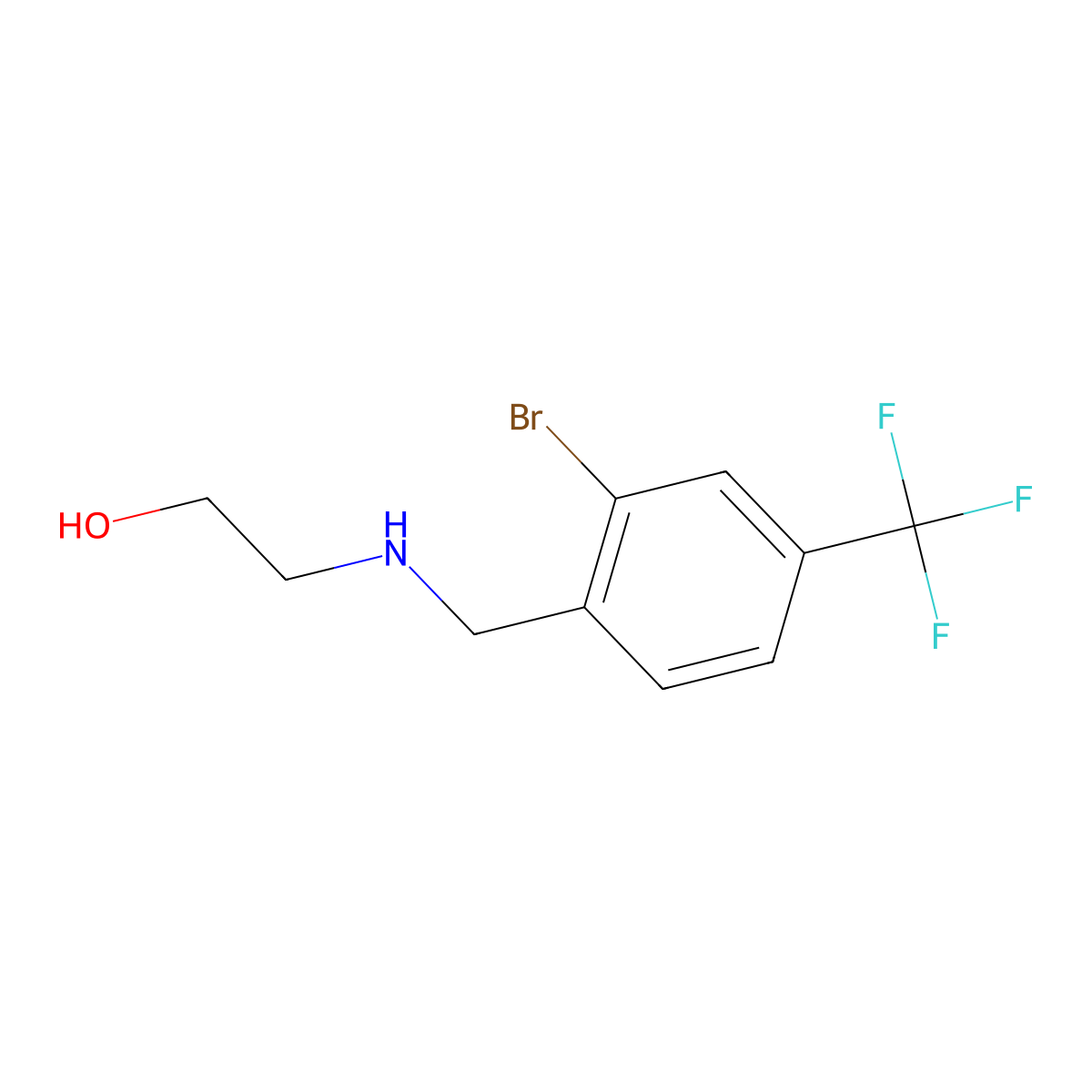 2-({[2-Bromo-4-(trifluoromethyl)phenyl]methyl}amino)ethanol molecular structure, CAS 2845127-72-0