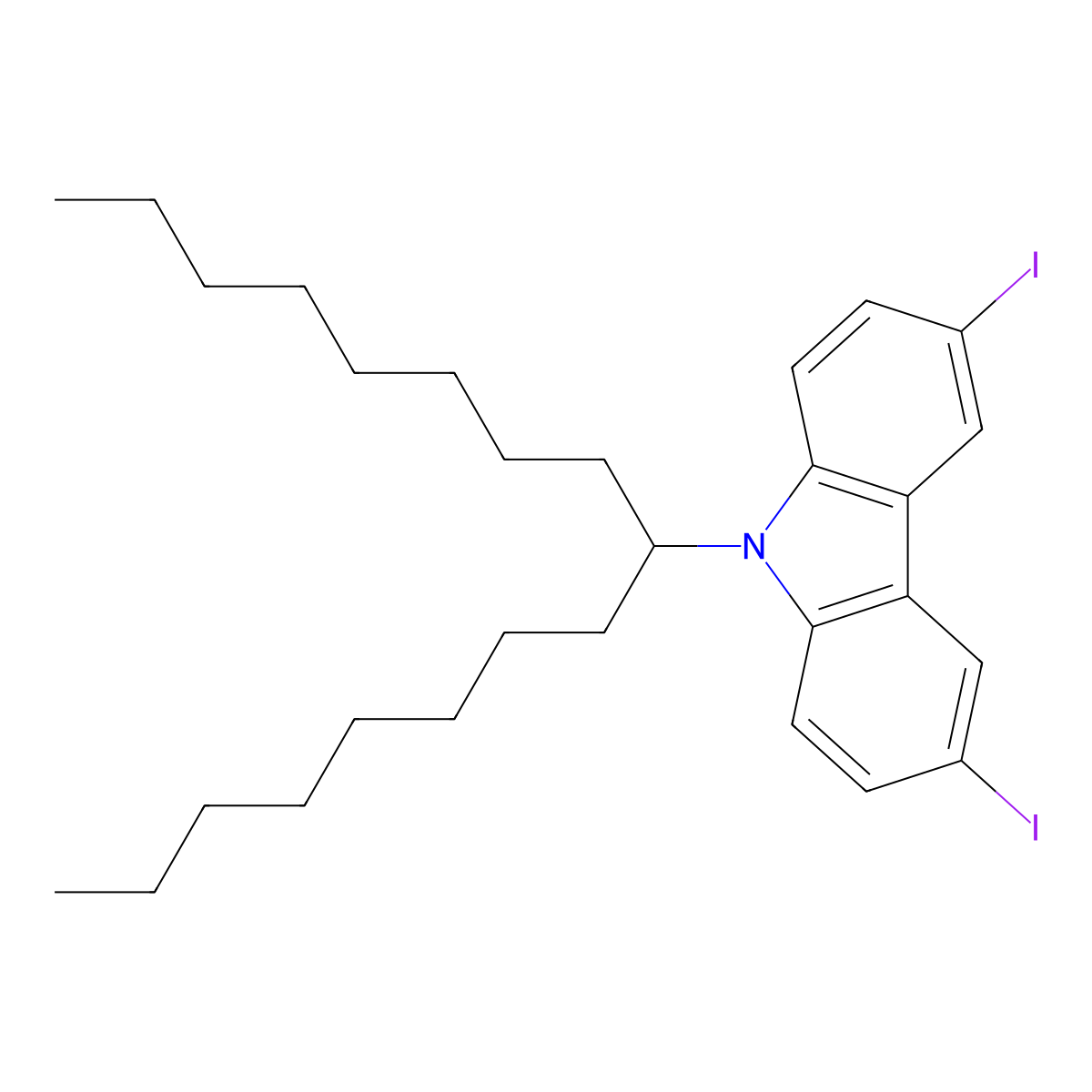 9-(Heptadecan-9-yl)-3,6-diiodo-9H-carbazole molecular structure, CAS 2845127-83-3