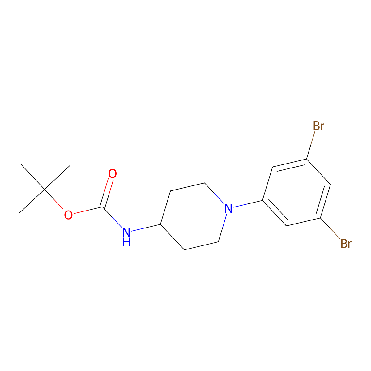 tert-Butyl N-[1-(3,5-dibromophenyl)piperidin-4-yl]carbamate molecular structure, CAS 2845127-91-3