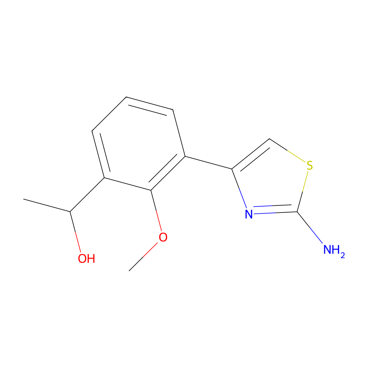 1-(3-(2-Aminothiazol-4-YL)-2-methoxyphenyl)ethan-1-OL molecular structure, CAS 2845127-94-6