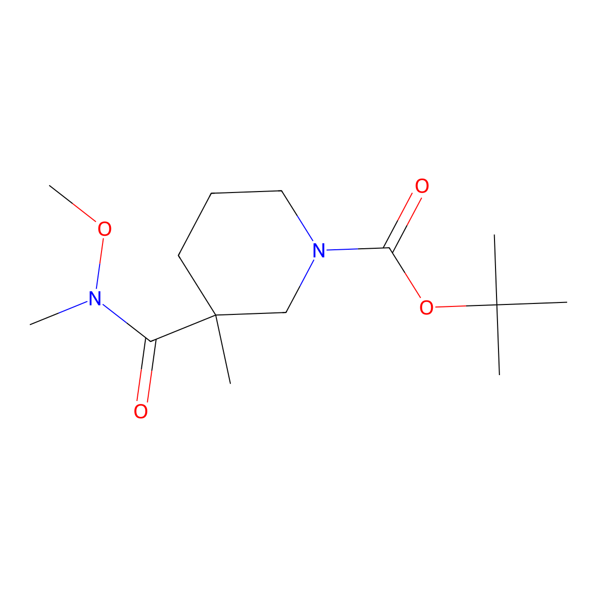 tert-Butyl 3-[methoxy(methyl)carbamoyl]-3-methylpiperidine-1-carboxylate molecular structure, CAS 2845128-63-2