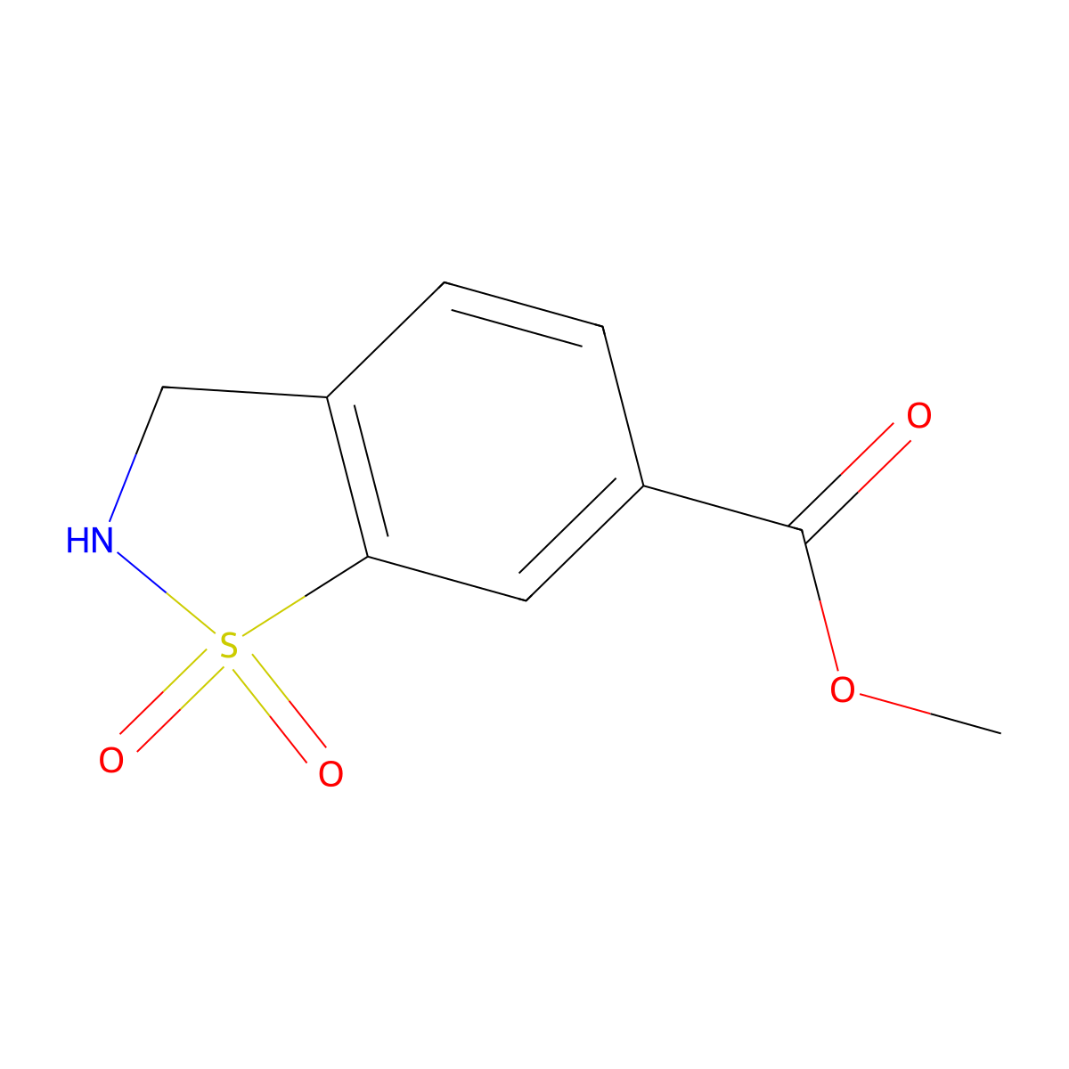 Methyl 2,3-Dihydrobenzisothiazole-6-carboxylate 1,1-Dioxide molecular structure, CAS 2845128-67-6