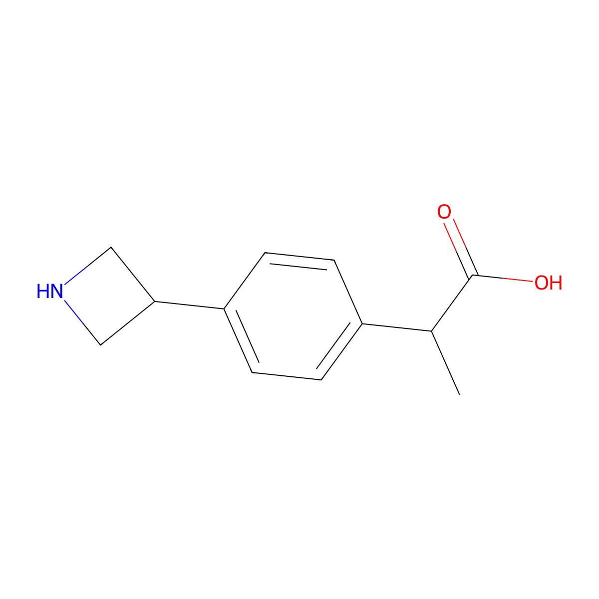 2-(4-(Azetidin-3-yl)phenyl)propanoic acid molecular structure, CAS 2845128-69-8