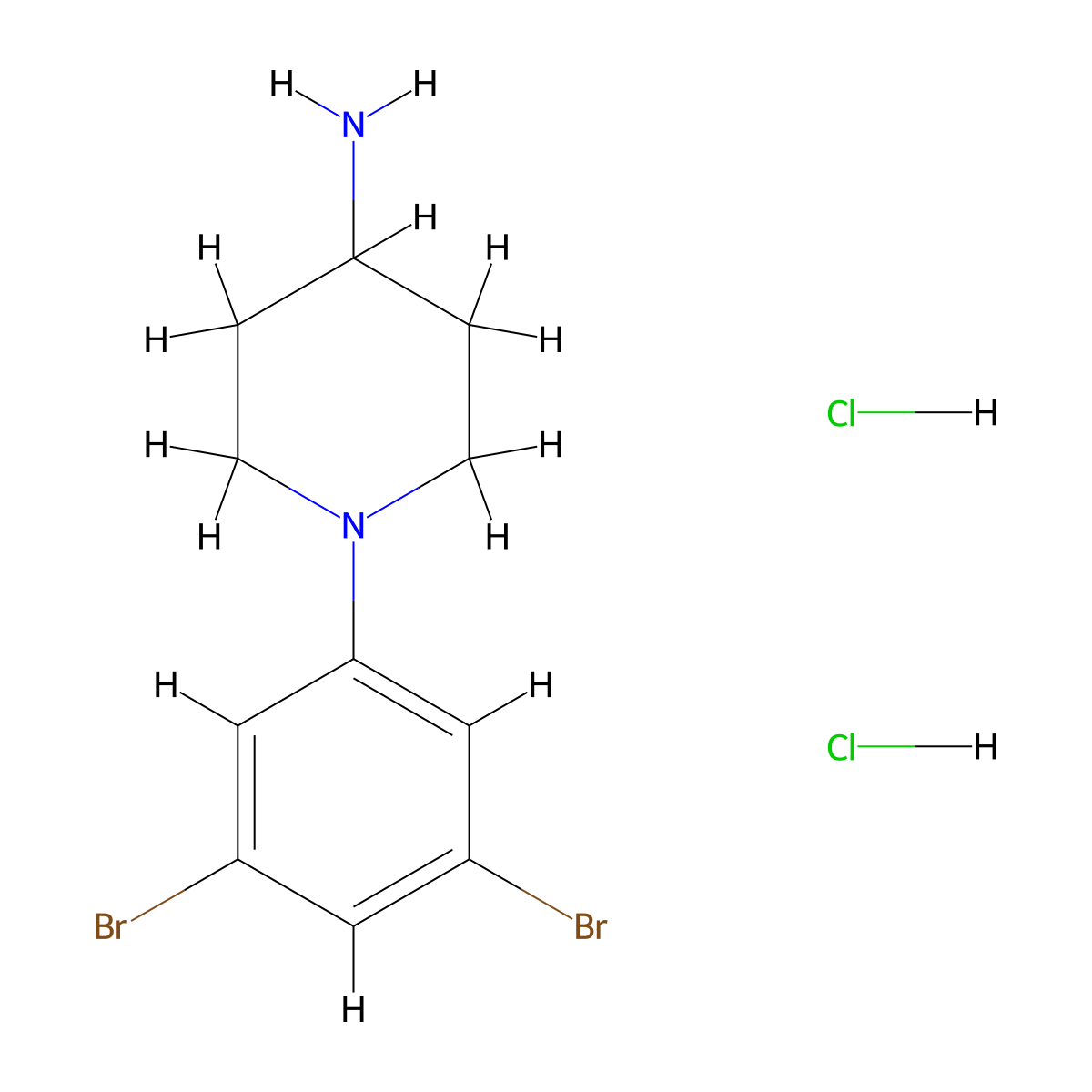 1-(3,5-Dibromophenyl)piperidin-4-amine dihydrochloride molecular structure, CAS 2845128-75-6