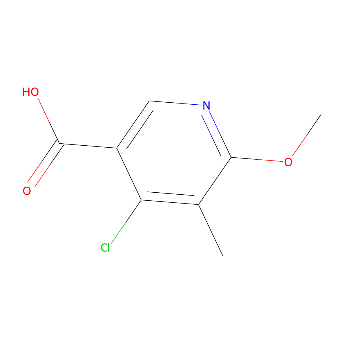 4-Chloro-6-methoxy-5-methylpyridine-3-carboxylic acid molecular structure, CAS 2845128-76-7