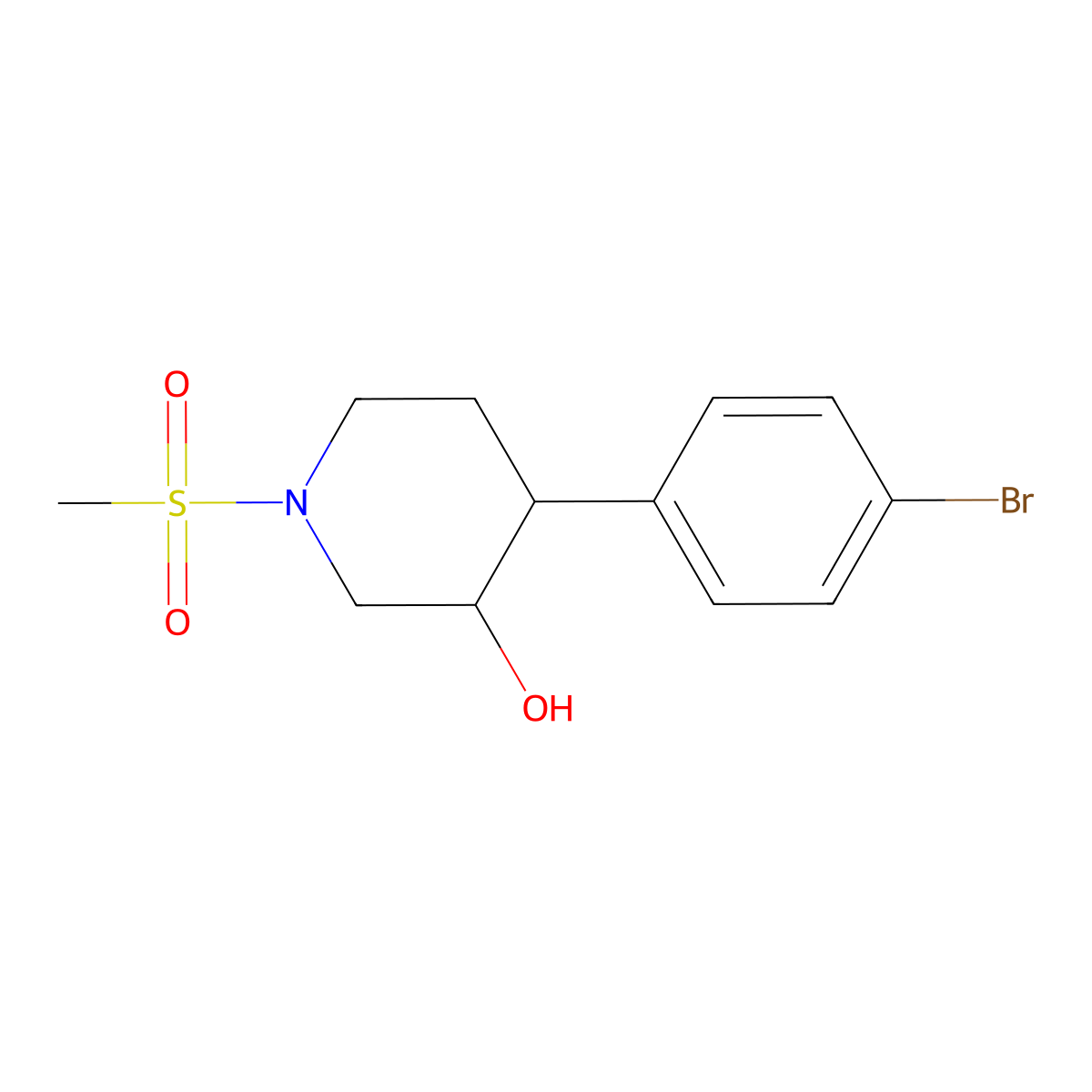 4-(4-Bromophenyl)-1-(methylsulfonyl)piperidin-3-ol molecular structure, CAS 2845128-81-4