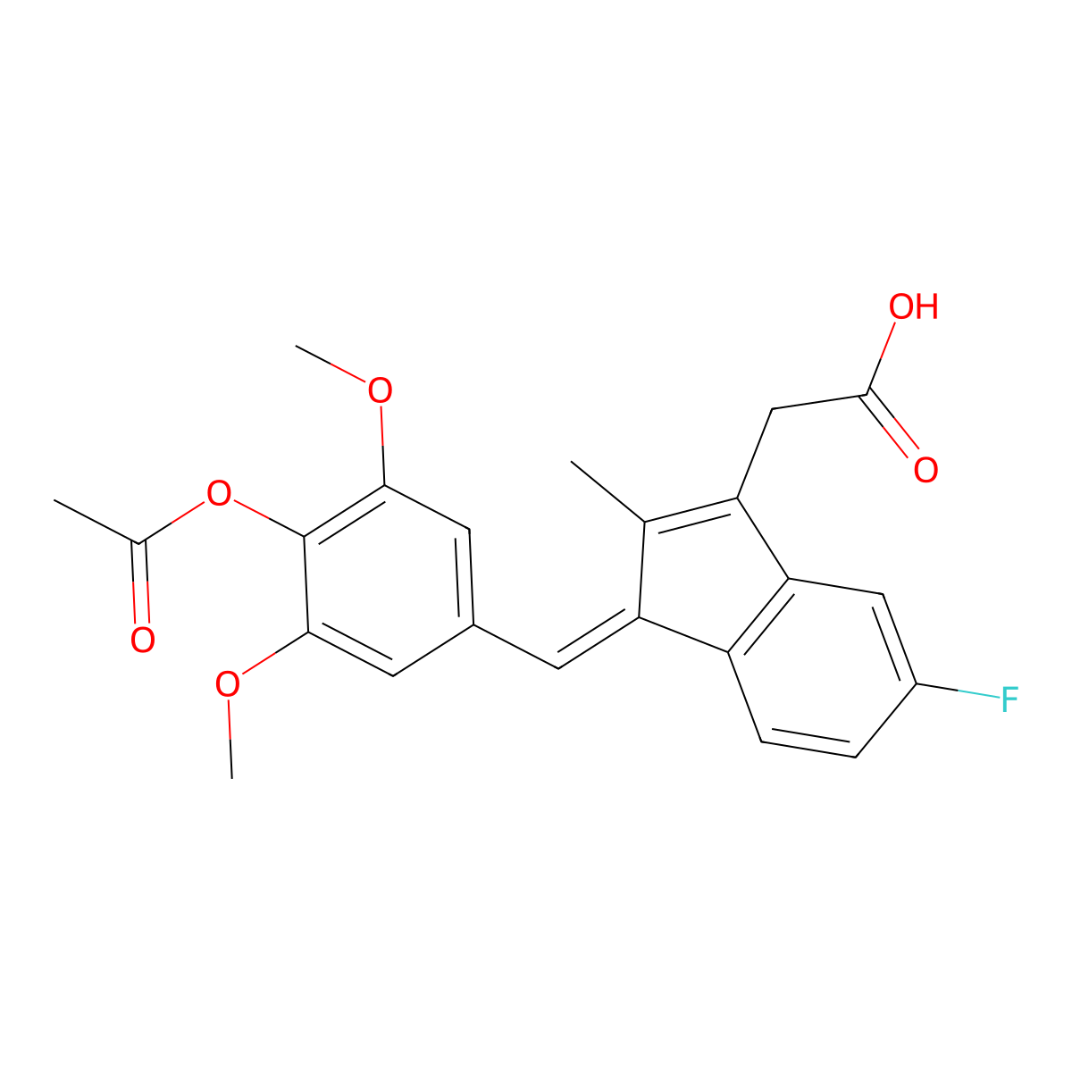 (Z)-2-(1-(4-Acetoxy-3,5-dimethoxybenzylidene)-5-fluoro-2-methyl-1H-inden-3-YL)acetic acid molecular structure, CAS 2845132-45-6