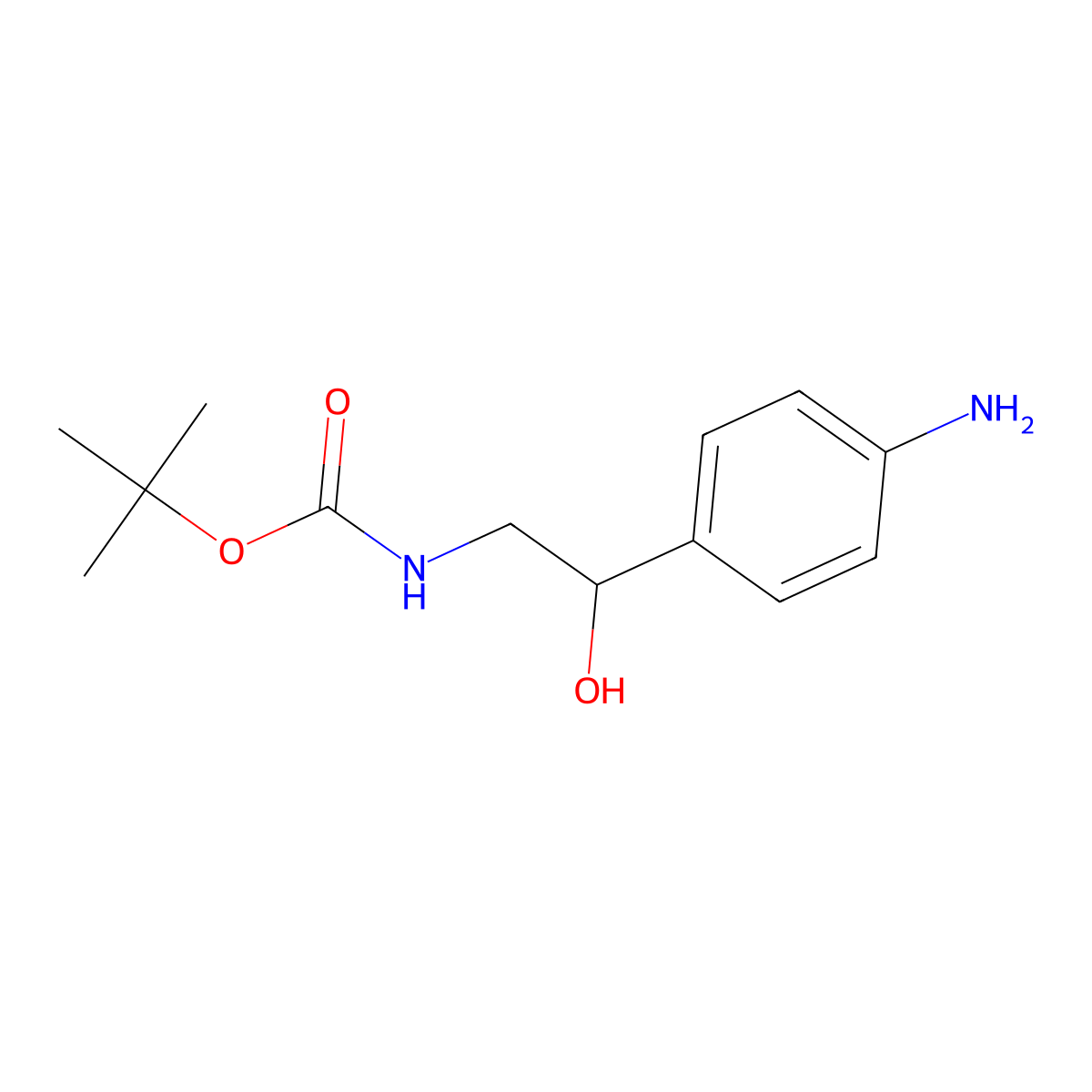 Tert-butyl N-[(2R)-2-(4-aminophenyl)-2-hydroxyethyl]carbamate molecular structure, CAS 2845164-90-9