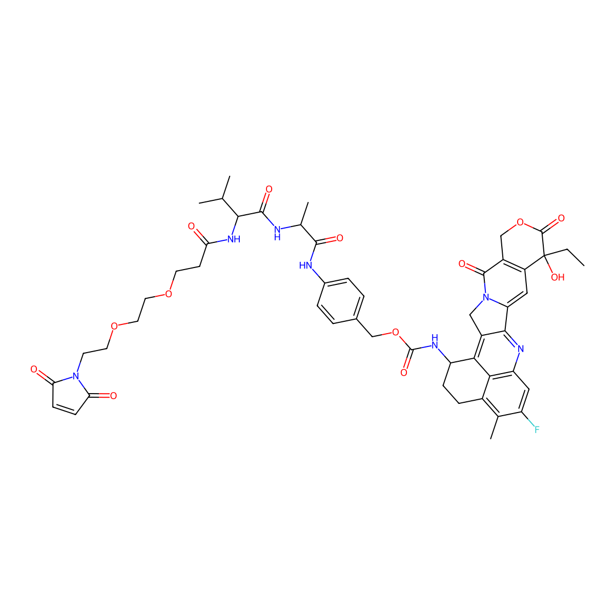 MC-PEG2-VA-PAB-Exatecan molecular structure, CAS 2845165-13-9