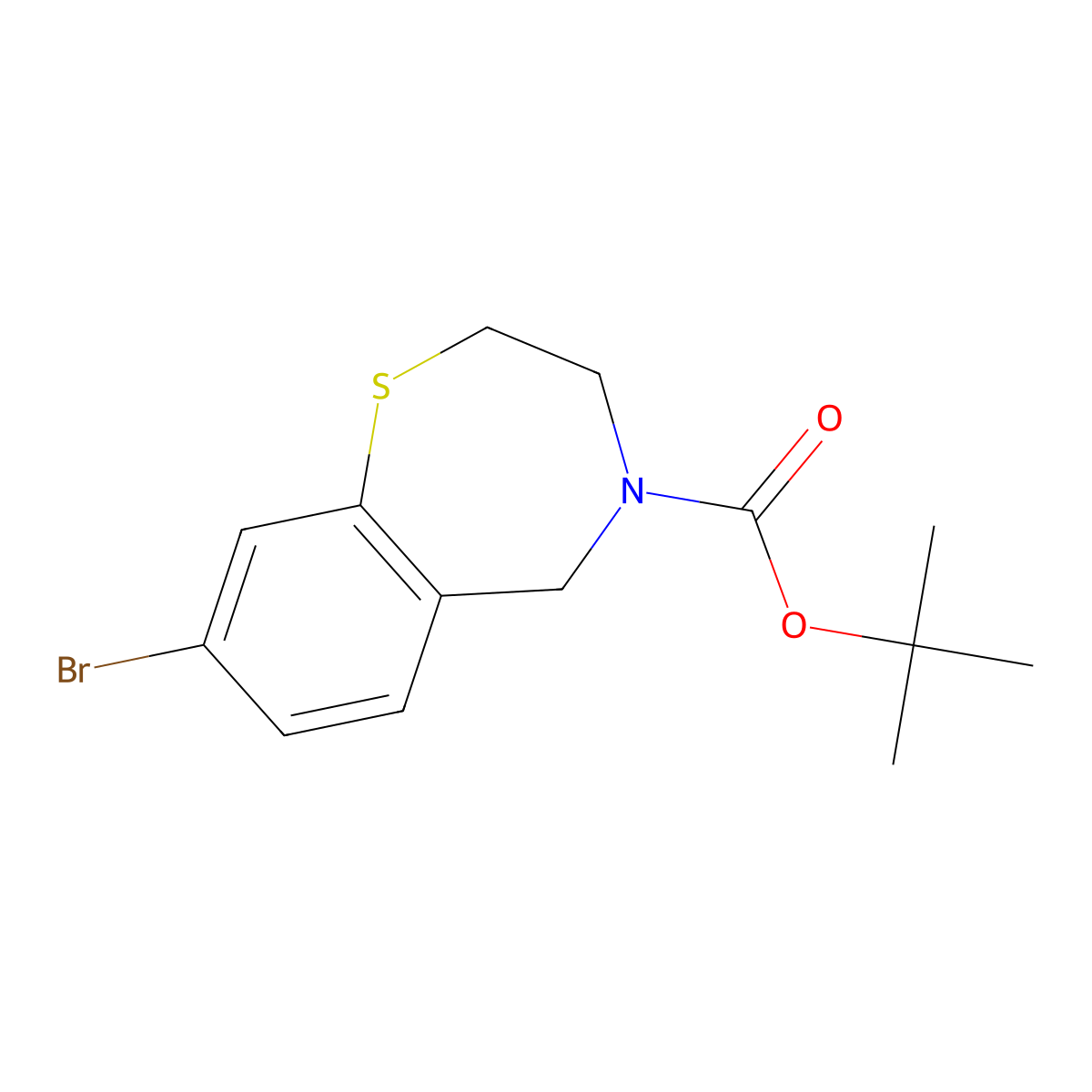 8-Bromo-4-boc-2,3,4,5-tetrahydrobenzo[F][1,4]thiazepine molecular structure, CAS 2845280-30-8
