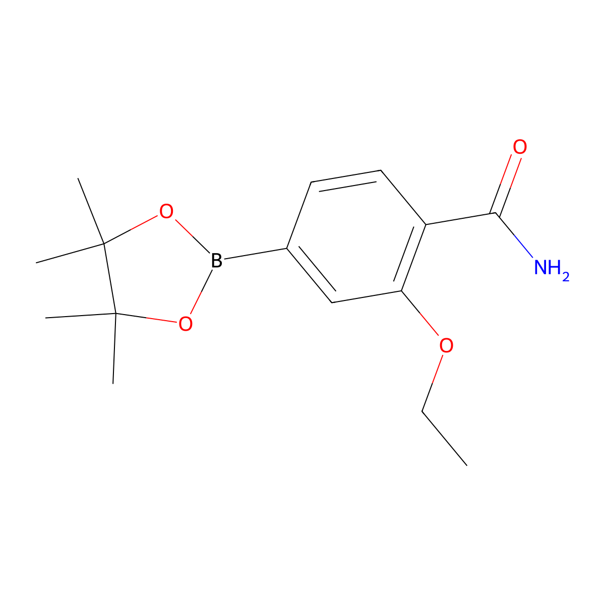 2-Ethoxy-4-(tetramethyl-1,3,2-dioxaborolan-2-yl)benzamide molecular structure, CAS 2845281-88-9