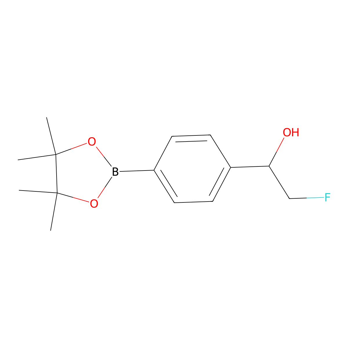 2-Fluoro-1-[4-(4,4,5,5-tetramethyl-1,3,2-dioxaborolan-2-yl)phenyl]ethanol molecular structure, CAS 2845281-96-9