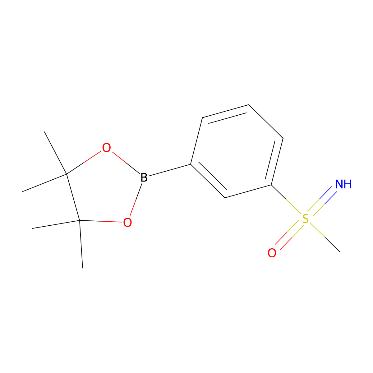 4,4,5,5-Tetramethyl-2-(3-(S-methylsulfonimidoyl)phenyl)-1,3,2-dioxaborolane molecular structure, CAS 2845282-12-2