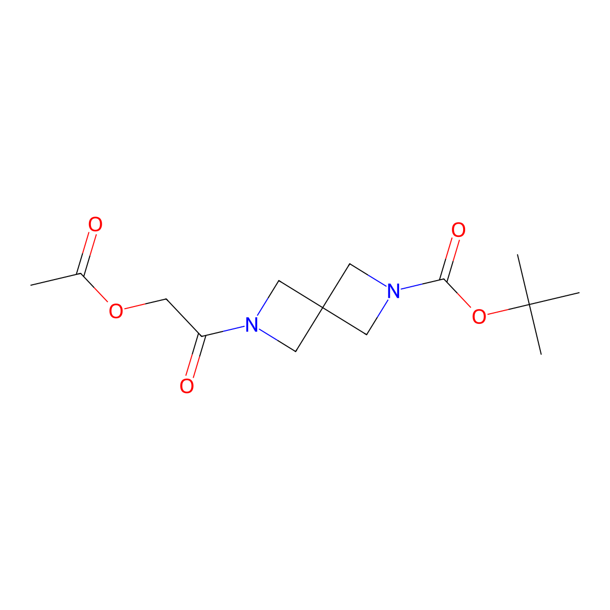 Tert-butyl 6-(2-acetoxyacetyl)-2,6-diazaspiro[3.3]heptane-2-carboxylate molecular structure, CAS 2845304-15-4