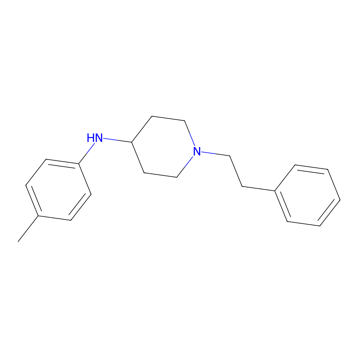 N-(4-Methylphenyl)-1-(2-phenylethyl)piperidin-4-amine molecular structure, CAS 28456-20-4