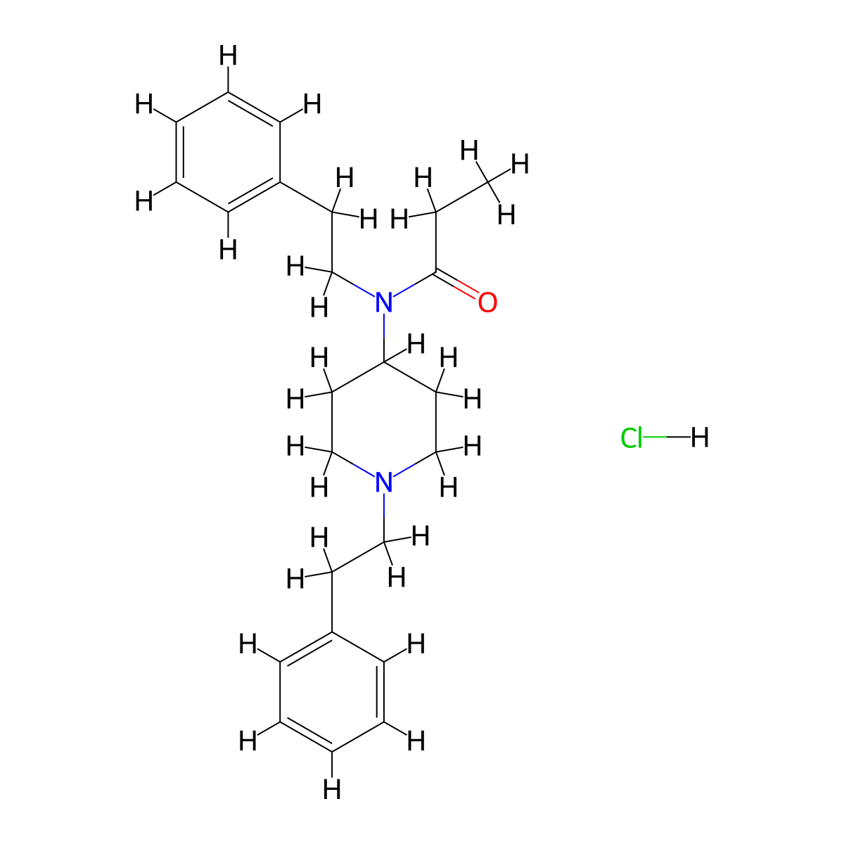 N-(2-phenylethyl)-N-[1-(2-phenylethyl)-4-piperidinyl]-propanamide, monohydrochloride molecular structure, CAS 28456-30-6