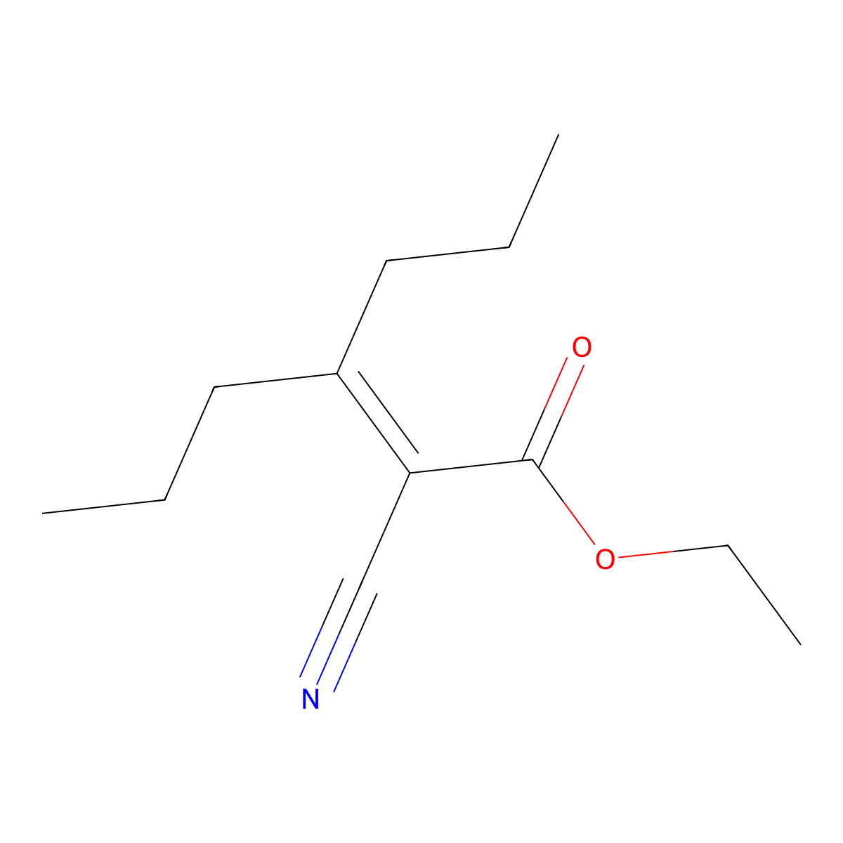 Ethyl 2-cyano-3-propylhex-2-enoate molecular structure, CAS 28456-68-0