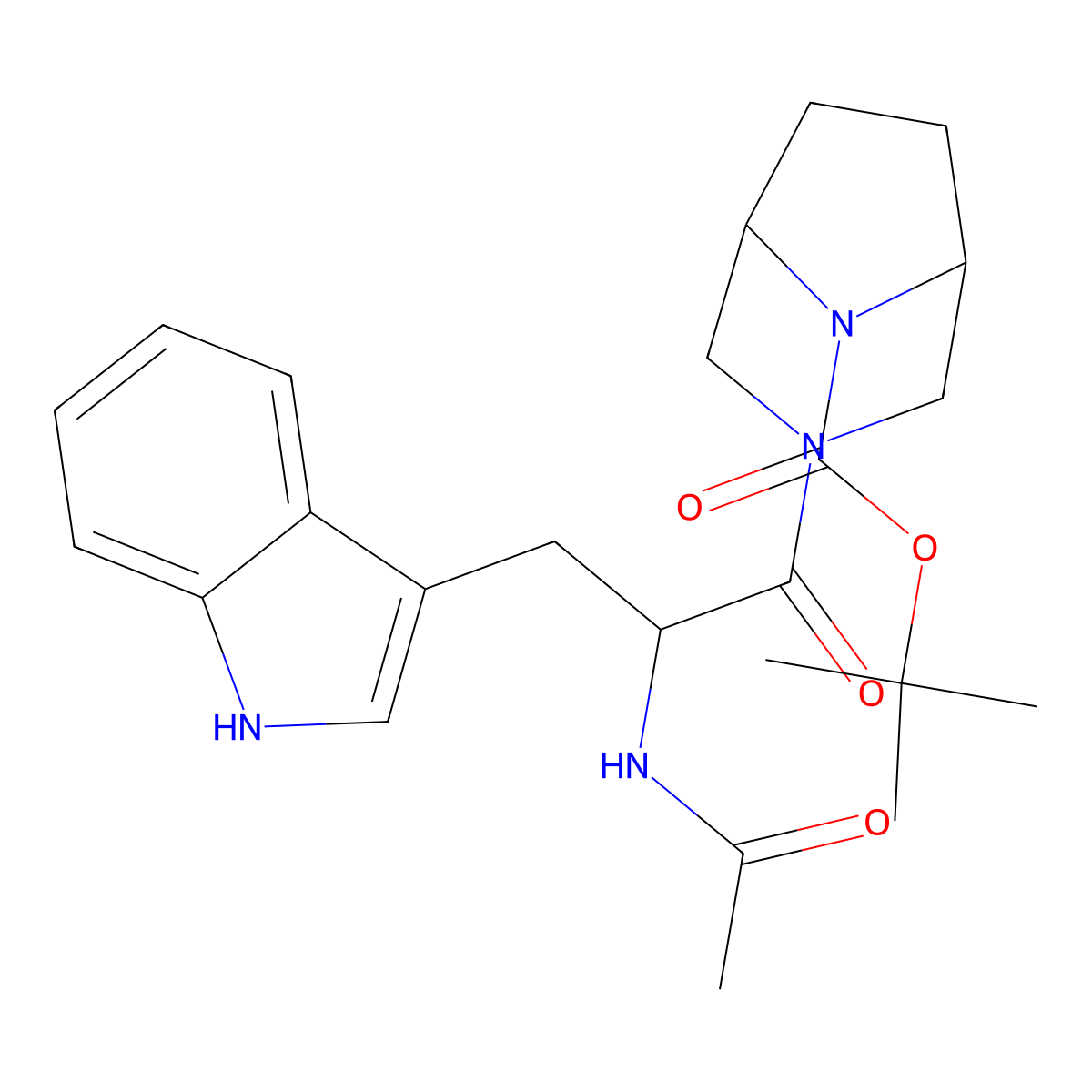 1,1-Dimethylethyl 3-[2-(acetylamino)-3-(1H-indol-3-YL)-1-oxopropyl]-3,8-diazabicyclo[3.2.1]octane-8-carboxylate molecular structure, CAS 2845600-58-8