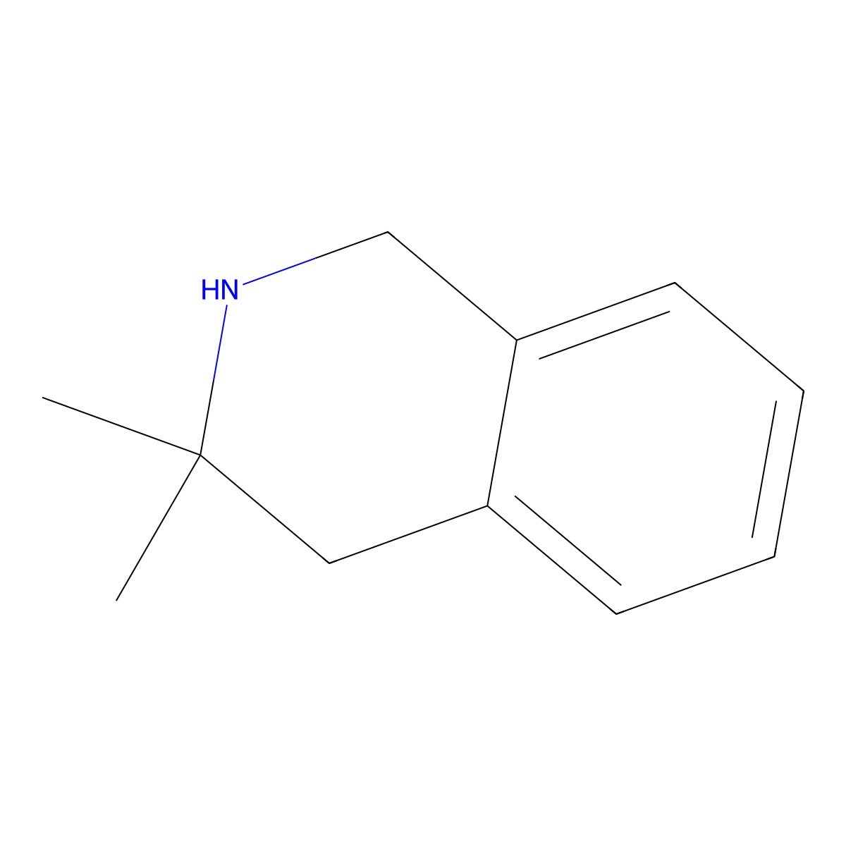 3,3-Dimethyl-1,2,3,4-tetrahydroisoquinoline molecular structure, CAS 28459-83-8
