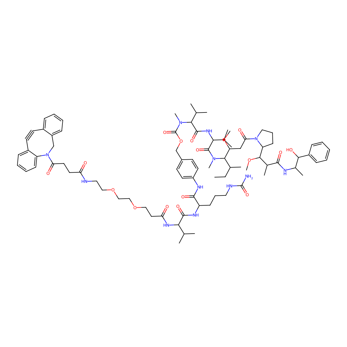 Dbco-peg2-val-cit-pab-mmae molecular structure, CAS 2845934-59-8