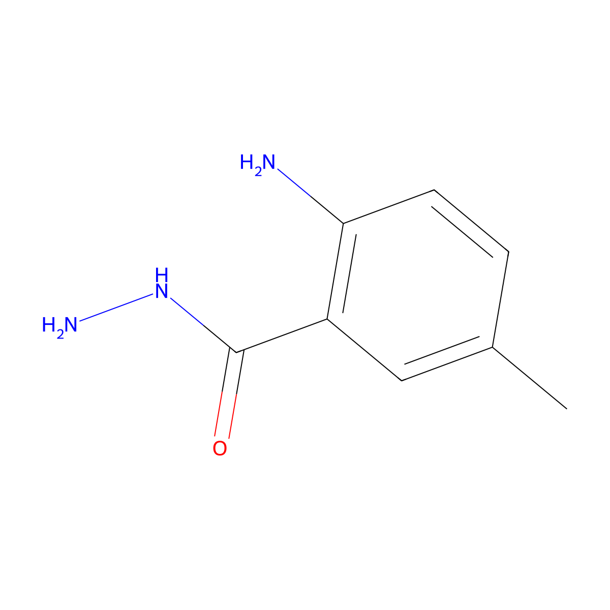 2-Amino-5-methylbenzohydrazide molecular structure, CAS 28461-49-6