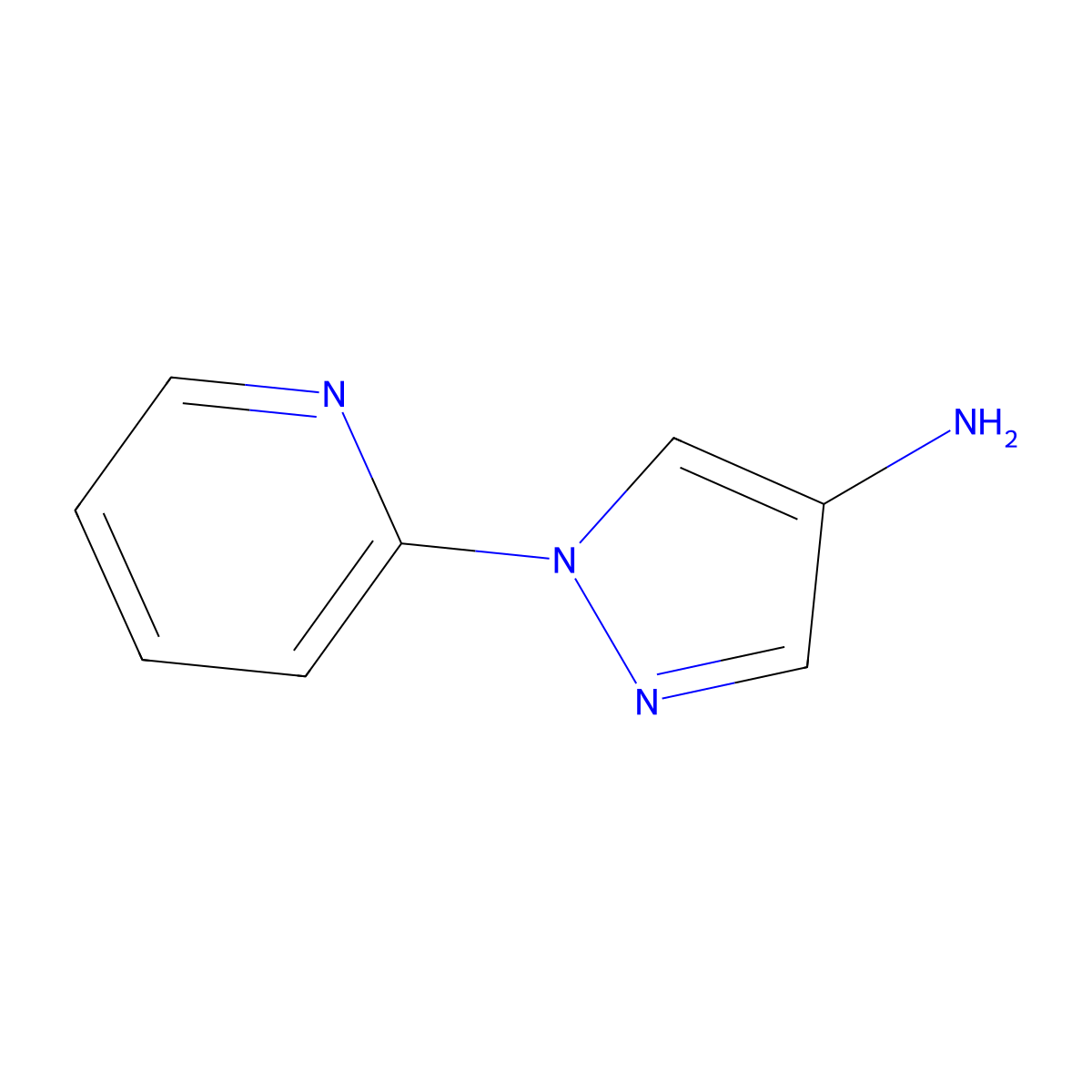 Pyridine, 2-(4-aminopyrazol-1-yl)- molecular structure, CAS 28465-95-4