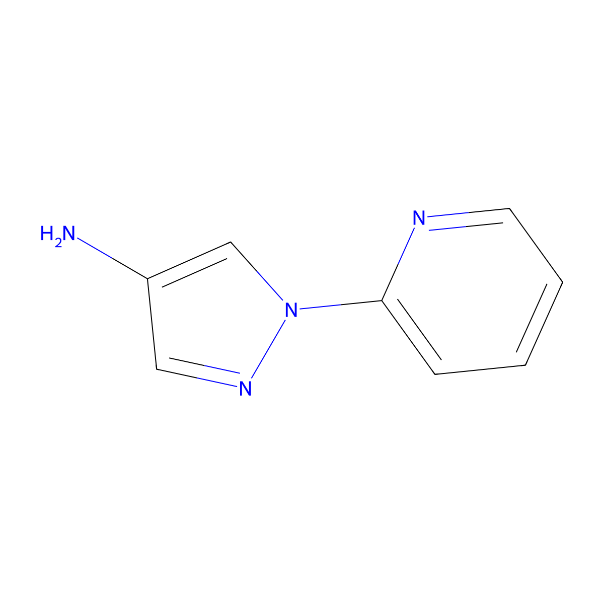 Pyridine, 2-(4-aminopyrazol-1-yl)- molecular structure, CAS 28465-95-4
