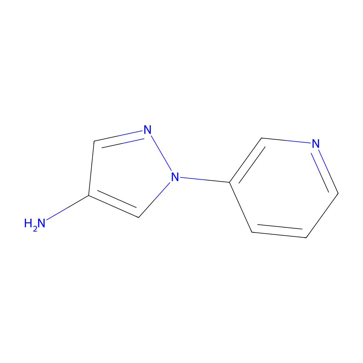 Pyridine, 3-(4-aminopyrazol-1-yl)- molecular structure, CAS 28466-00-4