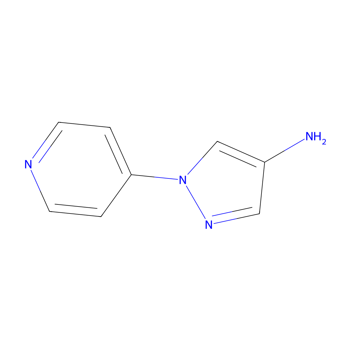 Pyridine, 4-(4-aminopyrazol-1-yl)- molecular structure, CAS 28466-04-8