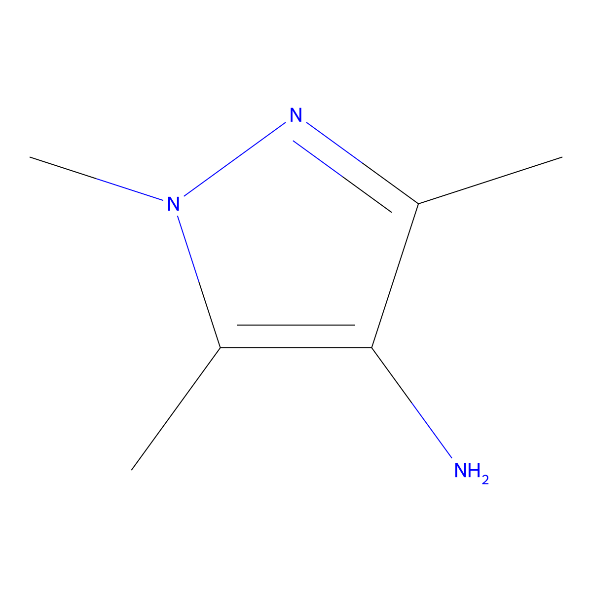 1,3,5-trimethyl-1H-pyrazol-4-amine molecular structure, CAS 28466-21-9